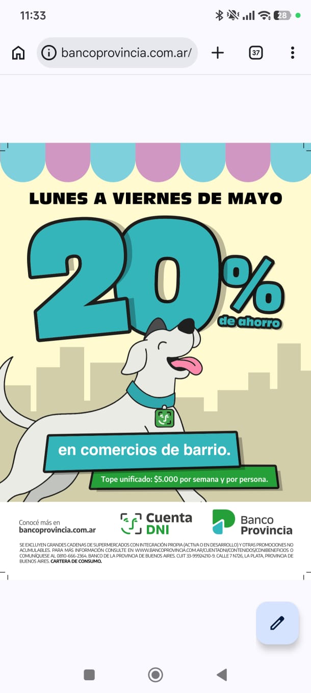 20% de ahorro con Cuenta DNI Banco Provincia